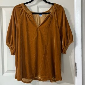 Old Navy velvet blouse rust orange color size large